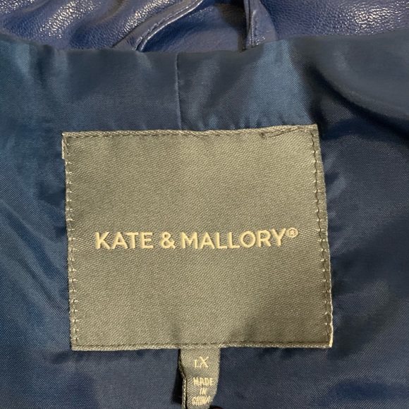 Kate & Mallory Royal Blue Faux Leather Jacket with Silky Lined Interior, Size 1X - Picture 3 of 7